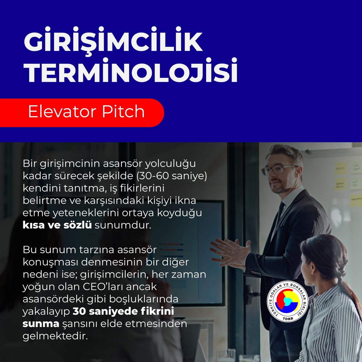 Asansör Konuşması (Elevator Pitch) tekniğini duydunuz mu❓

Her girişimcinin bilmesi gereken bu teknik ile girişimcilik hayatlarınızda birçok şeyi değiştirebilirsiniz.  🛗

#TOBBİGGK #Girişimcilik #İnovasyon #network #bağlantı #ceo #elevatorpitch