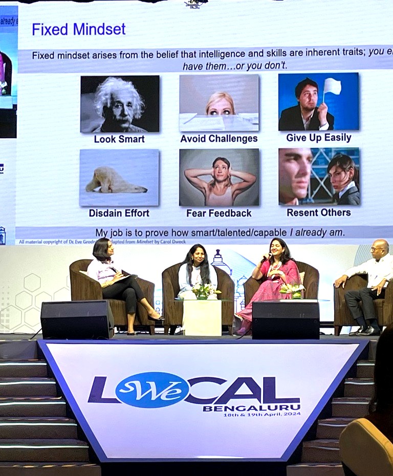 Applied_India's tweet photo. Participating in one of the panel discussions, at #WELocalBengaluru here's Anshuma Singh, Director, #AppliedMaterialsIndia, sharing her perspective on Growth Mindset. Glimpses of the conference &amp; some bustling action from our booth, as we wrap up at #WELocal2024. 

#WeAreApplied https://t.co/pyE7EZhESI