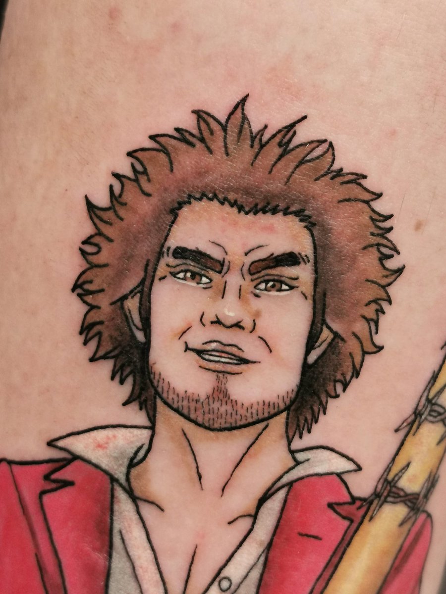 Got to tattoo Ichiban Kasuga today😎 face details were done with a 1 liner and I've never held my breath so much