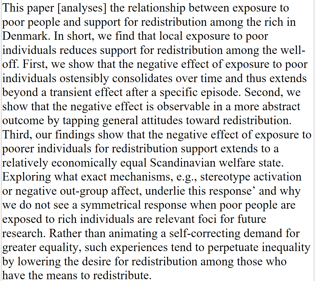 Exposure to poor people reduces support for redistribution among the rich. cambridge.org/core/journals/…