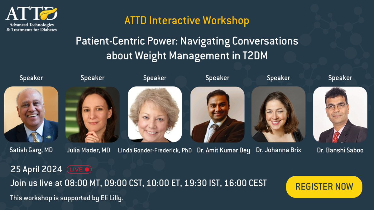 🤩Mark your calendars for #ATTDWorkshop, designed to empower professionals in navigating #WeightManagement for patients living with #T2DM! 🗓️Date: 25 April 2024 ⏰Time: 09:00 CST, 16:00 CET REGISTER NOW: bit.ly/4azDnun #ATTD24 #Diabetes #UNLOKEducation #KenesEducation