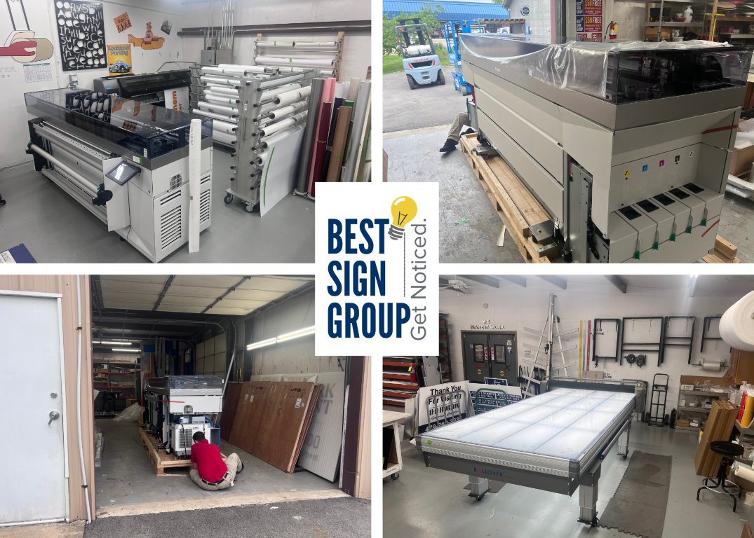 BestSignGroup's tweet image. Excited about our new gear! 🎉 Our new lit application table boosts productivity and ease of use. Plus, our Canon Colorado M-Series printer adds white ink and dual matte/gloss finishes for more production versatility. Stay tuned for unique designs! #NewTech #Innovation