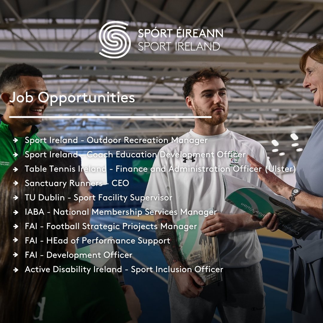 💡 Job Opportunities 💡 Lots of #JobsInSport LIVE on the Sport Ireland website! More details and more roles here 👉 bit.ly/3qYdNNP