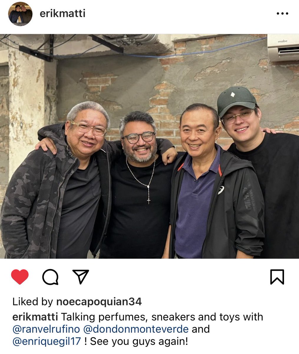 TALKING POINTS So what do Direk @ErikMatti, Ranvel, Dondon Monteverde and @itsenriquegil talk about when they get together? 😂 Excited for the official announcement! In the meantime, here’s Direk’s IG post. #EnriqueGil