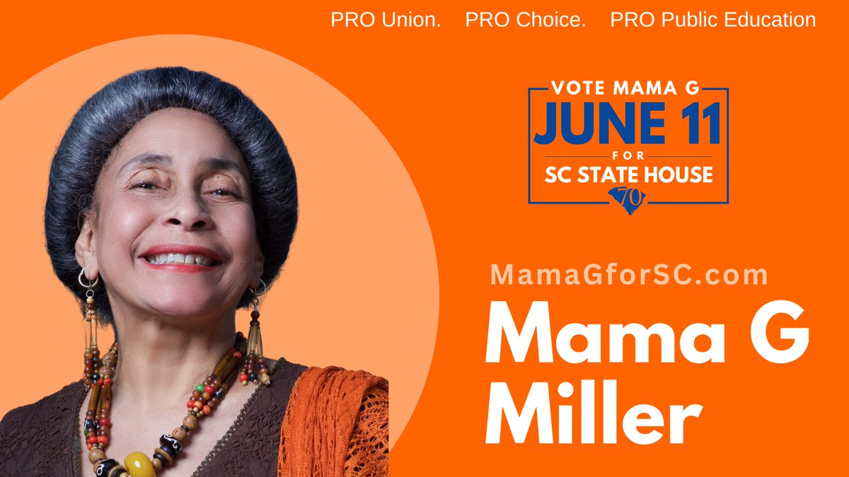 In 2022, we lost 55% of the Black women serving in the SC State House, and the Republicans gained the supermajority they needed to ban abortions, bash unions, and defund public education. Electing Mama G will help break the supermajority. Learn more--> MamaGforSC.com