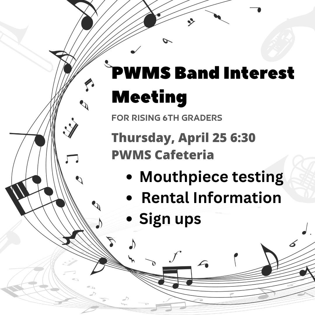 MrsLach_PWMS's tweet photo. Band sign ups next week at Parkwood Middle School! @ParkwoodMSNC @ProspectESNC @WaxhawESNC @WesternUnionES https://t.co/Oh4kdm42Gh