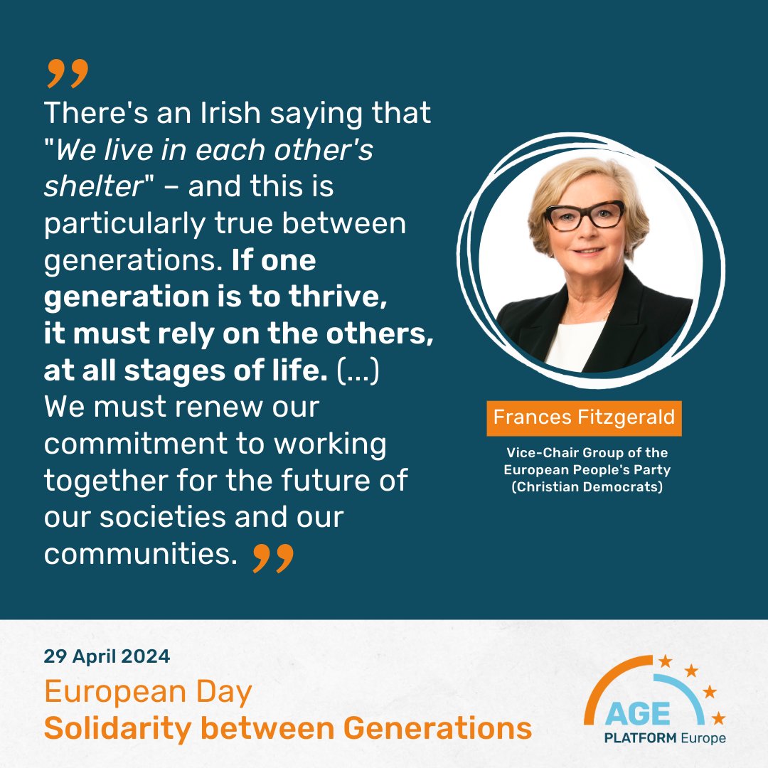 👨‍🦱👵 EU's #SolidarityBetweenGenerations Day is on April 29! Ahead of it & the #EPElections24, MEPs are sharing why bridging generations matters. Today, insights from @FitzgeraldFrncs (VP of @eppgroup) 👇👇👇 ‼️Join the movement: bit.ly/SolidarityBetw… #AWorld4AllAges