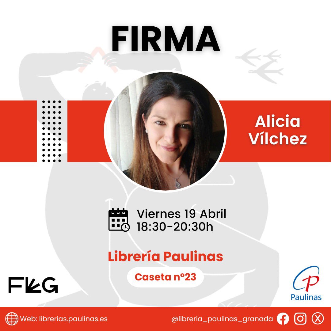 📣ESTA TARDE

Firma de Alicia Vílchez en nuestra caseta de la Feria del Libro 📚👇#flg24