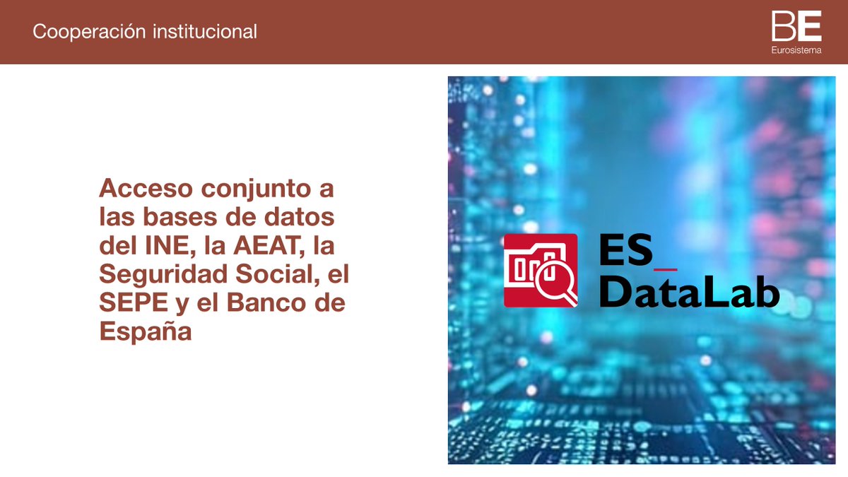 Ya está operativa la web que permitirá el acceso conjunto a los datos de @es_INE, #AEAT,  Seguridad Social,  #SEPE y @BancodeEspana para trabajos científicos de investigación de interés público es-datalab.es 
@_minecogob @empleogob @inclusiongob #bdeEstadísticas