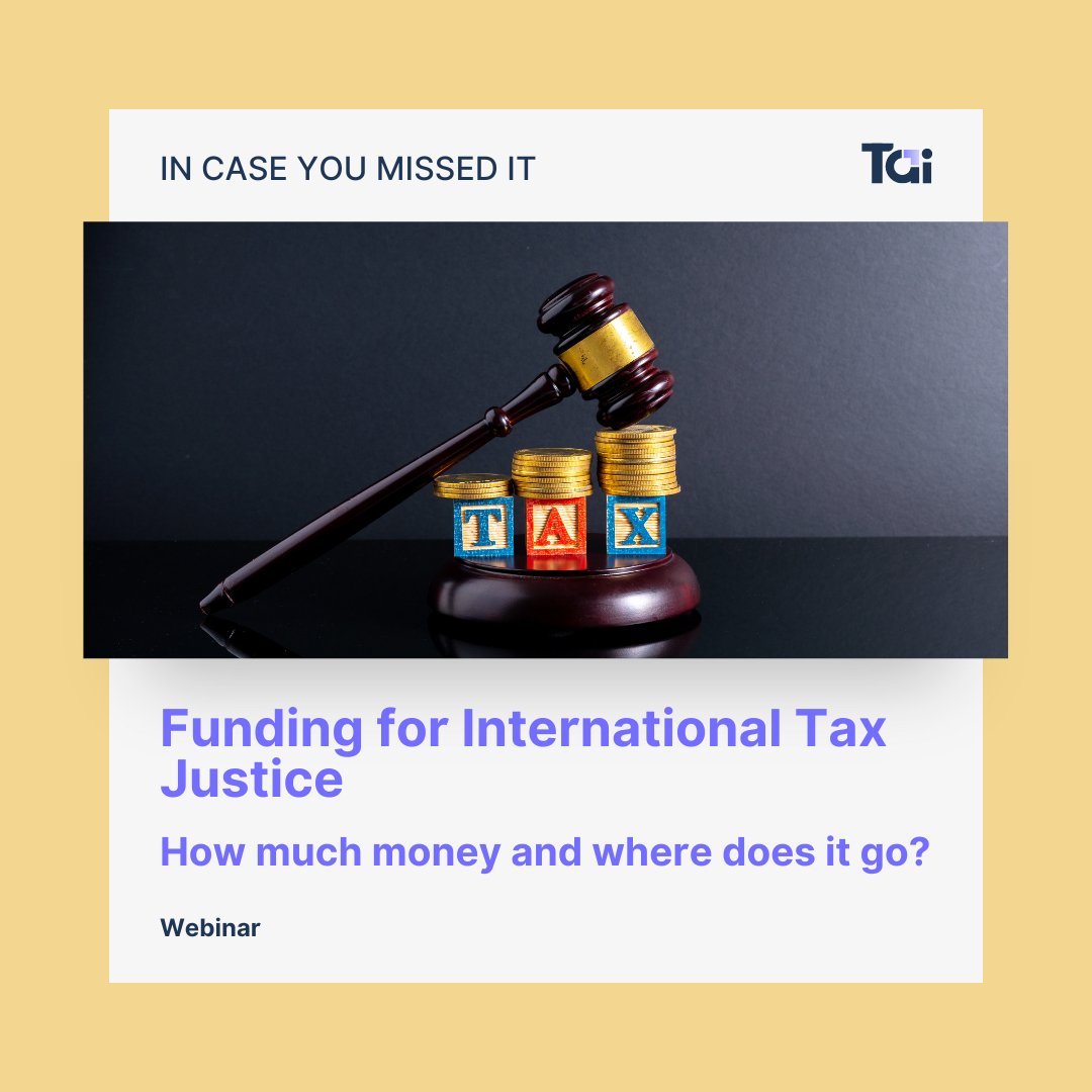 🌐 #ICYMI: Join us for a #Webinar on funding trends for #TaxJustice! Learn from TAI's latest review and expert insights. 📅 Date: April 29, 2024 🕒 Time: 7am PT / 10am ET / 4pm CET 🔗 Register: us02web.zoom.us/meeting/regist… #TAI