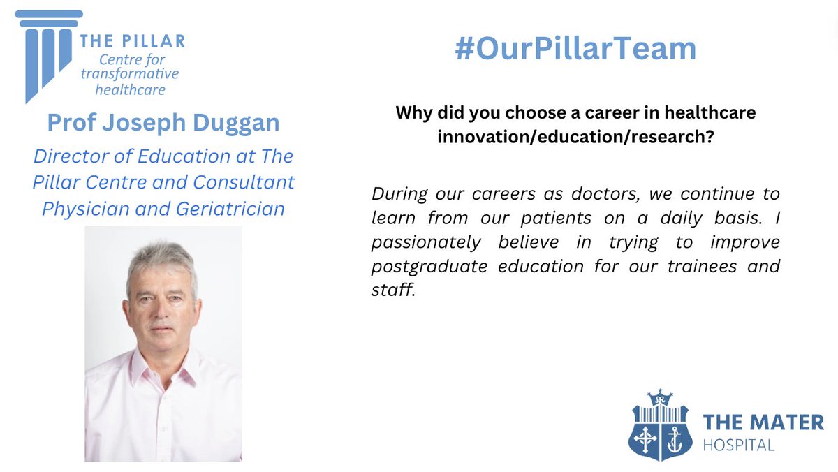 #OurPillarTeam's Professor Joseph Duggan speaks about why he chose a career in healthcare, innovation, education and research, which is supported @ThePillarDublin