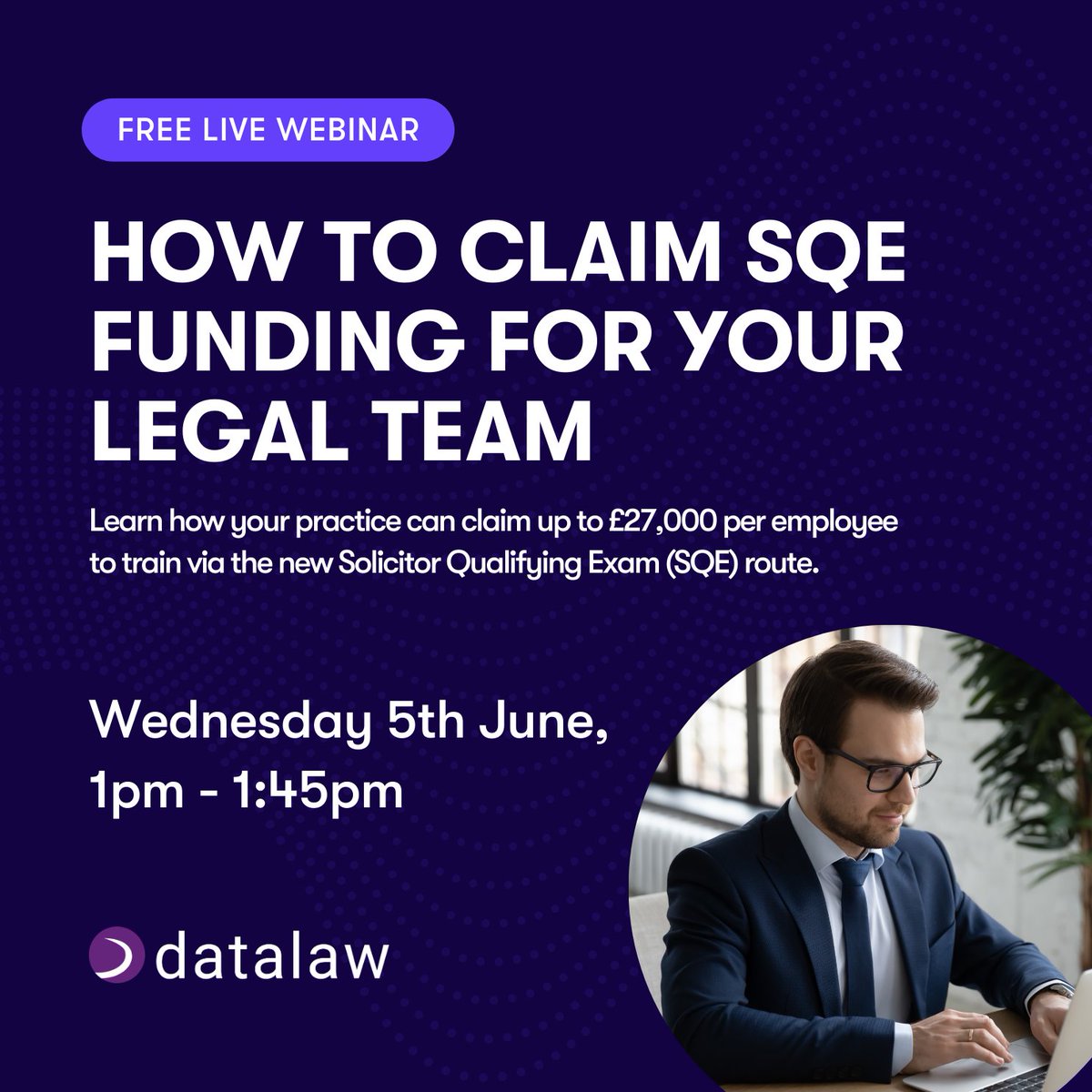 As a proud sponsor of Birmingham Law Society, Datalaw is hosting a free Solicitor Apprenticeship live webinar exclusively for members. 📆 5 June, 1pm – 1.45pm 📍 Virtual 🔗 Register via bit.ly/3JrJZ2c