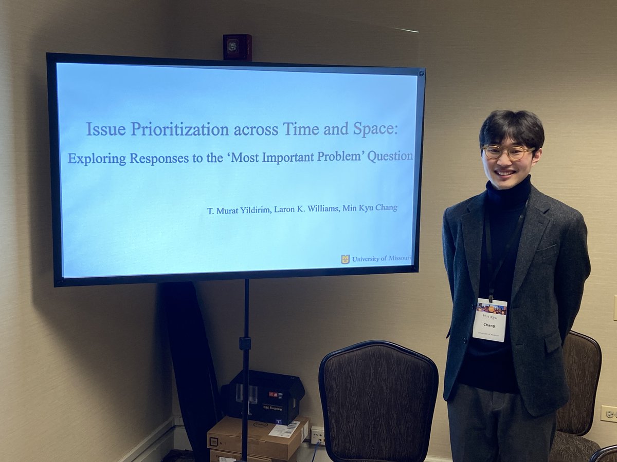Proud of first-year <a href="/MizzouTSGPA/">Mizzou Truman School of Gov't & Public Affairs</a> PhD student and coauthor Min Kyu Chang on his first academic presentation at MPSA 2024!  He has a bright future