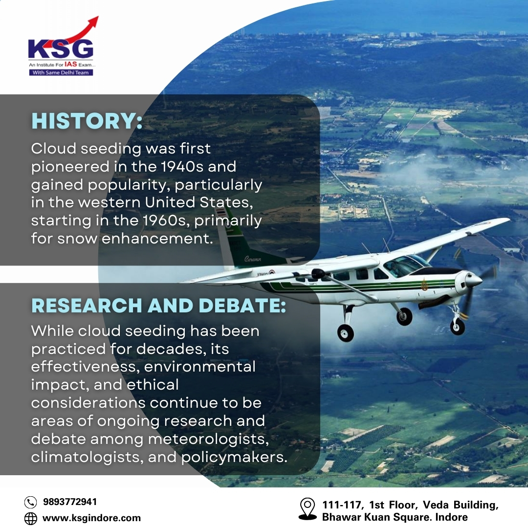 What is Cloud seeding?

#KSGIndore #UPSCPreparation #CivilServicesExam #CloudSeeding #WeatherModificationTechnique #Mechanism #Objective #Limitations #EnvironmentalImpact #meteorologists #climatologists