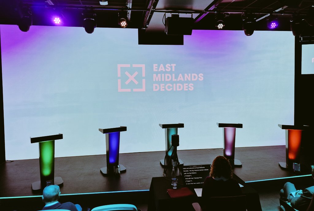 All set for the East Midlands mayoral hustings. We're going live on the @Notts_TV Facebook page from 2pm 👇 facebook.com/share/v/ZHTW7H…