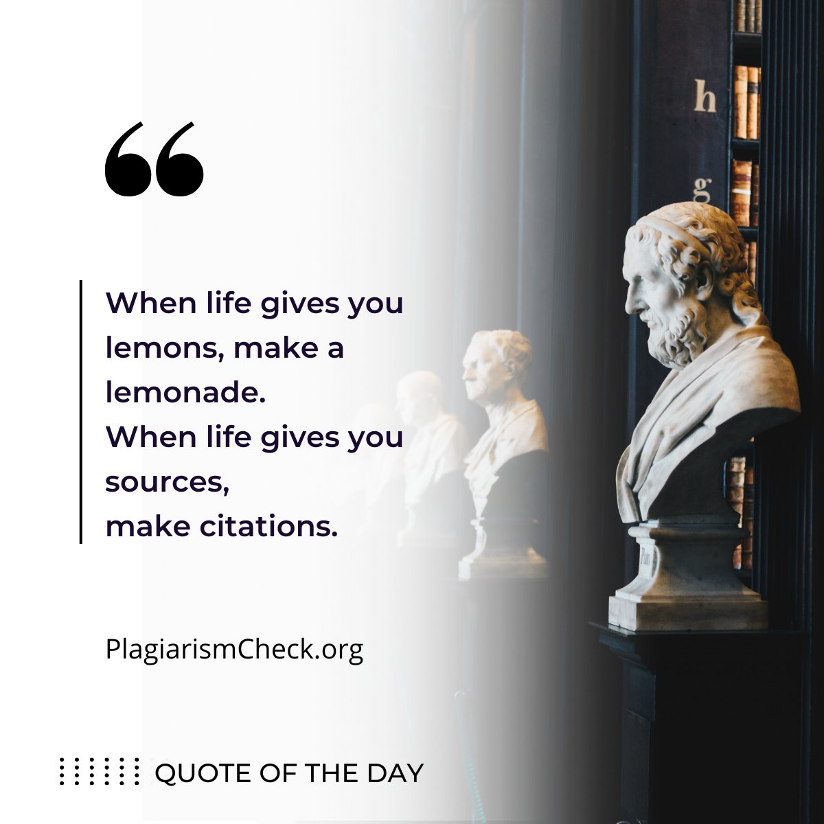 Some words of wisdom for the end of your hard-working week.

Academic tip: if you make proper citations, fewer 'lemons' from academic life are expected.🍋

And PlagiarismCheck.org citation generator is always here to help☺️

#academicintegrity #quoteoftheday