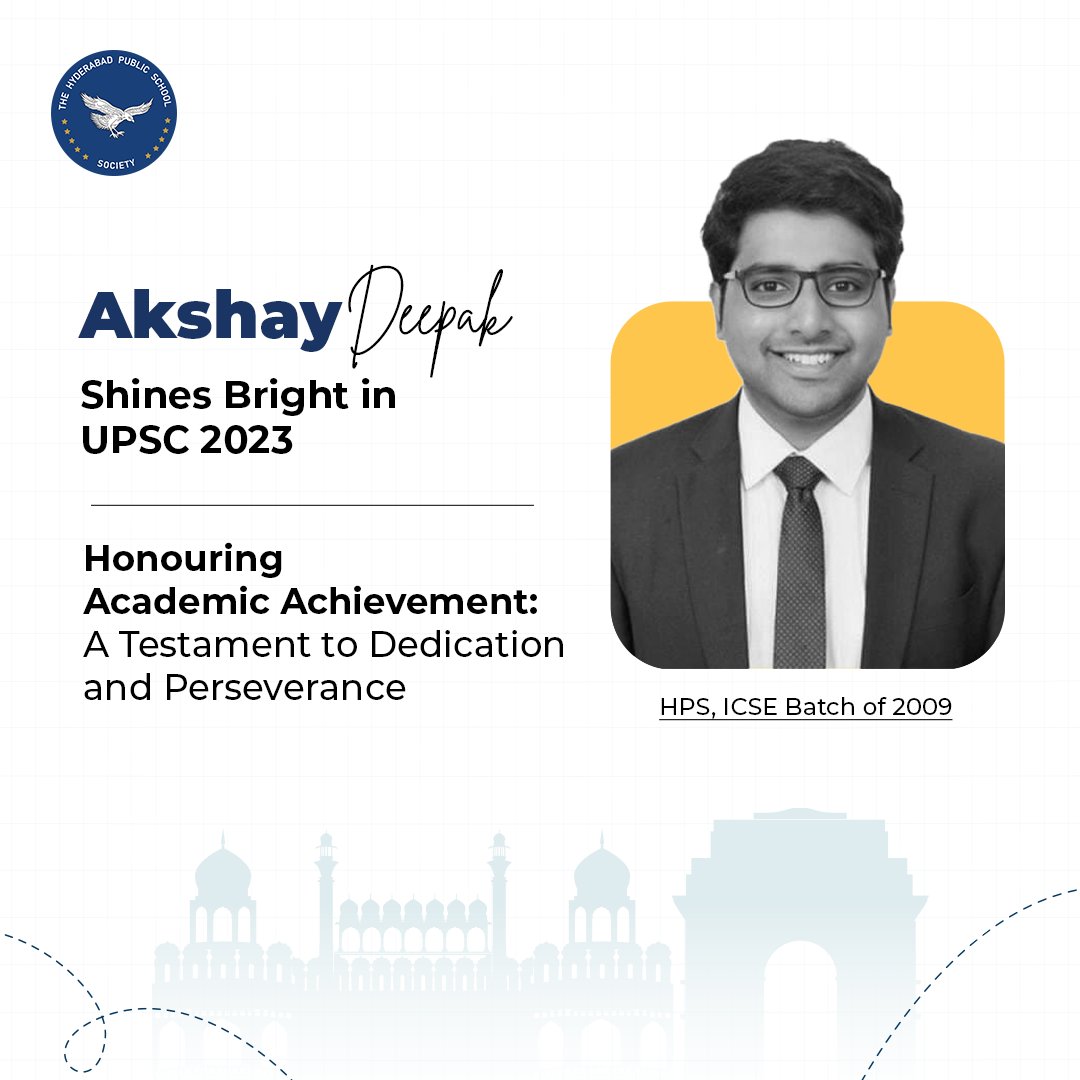 HpsBegumpet's tweet photo. Thrilled to share that Akshay Deepak from our HPS family, ICSE 2009 batch, secured rank 196 in UPSC 2023. His achievement showcases dedication and excellence. Congratulations, Akshay
#HPSB #Alumni https://t.co/8LH2RKN7Od