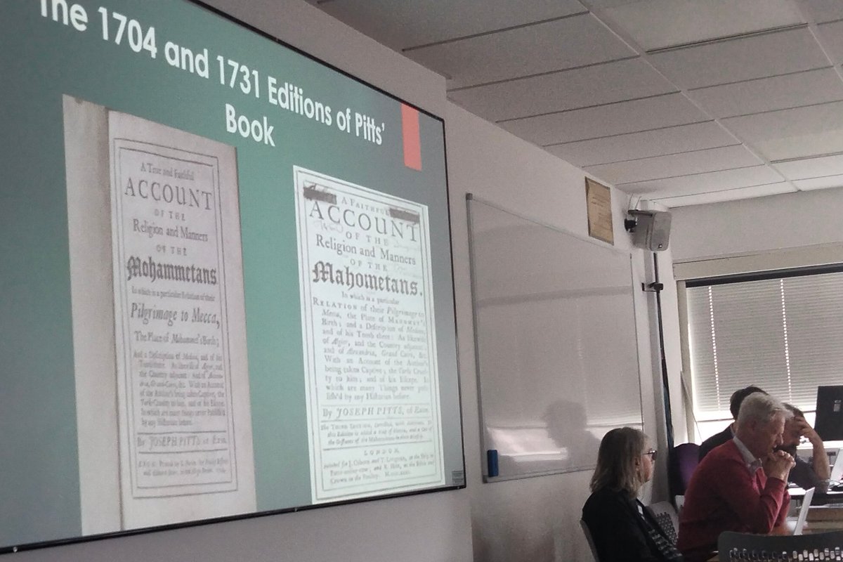 Paul Auchterlonie: Ellis Veryard, Joseph Pitts and Exeter Cathedral Library: what can they tell us about Islam? <a href="/WritingExeter/">Writing Religious Conflict and Community in Exeter</a> conference <a href="/UniofExeter/">University of Exeter</a>