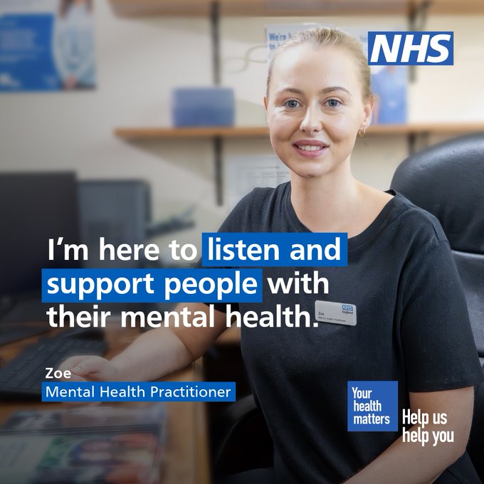 GP surgeries have a range of health professionals who can help you.

For example, mental health practitioners can provide advice, treatment, and support if you have mental health concerns.

Your general practice team is here to help you. #HelpUsHelpYou ➡️ nhs.uk/gpservices