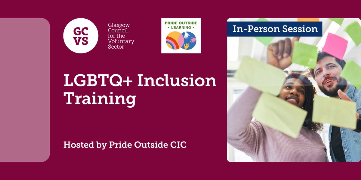 📢We have a couple of spaces available for a half-day training session on LGBTQ+ Inclusion. Highly recommended training for third sector staff. 📅Thursday 25 April @GlasgowCVS bit.ly/3xeZQOz