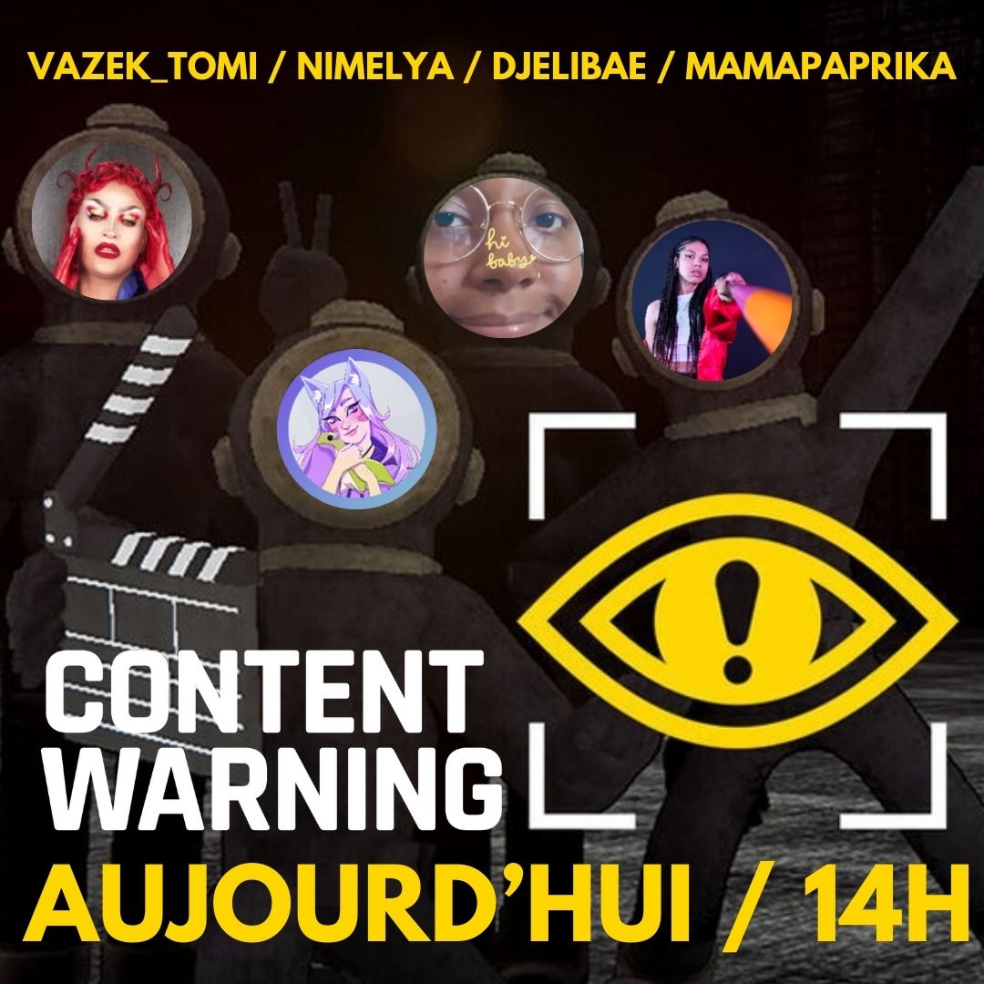 (🔴 LIVE) On découvre Content Warning avec @DjeliBonbon @mamapaprika_ et Vazek_Tomi cet aprem sur nos différentes chaines, alors allez voir les PDV de tout le monde 👀

RDV sur▶️ ttv/nimelya