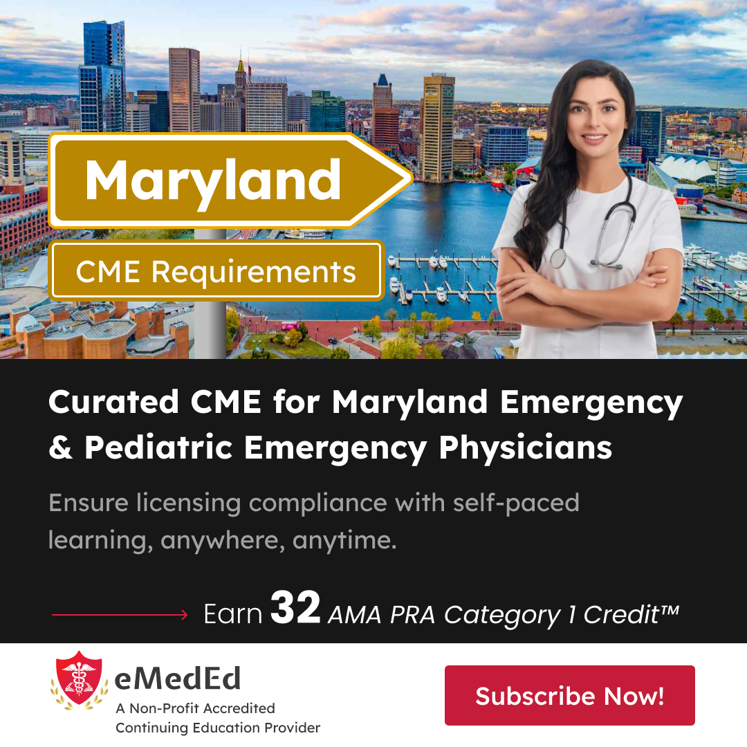 🚑 Enhance your skills and earn CME credits with the Maryland Emergency & Pediatric Emergency Physicians CME Courses Bundle - bit.ly/3W0ePGx 

#CME #webcast #physicians #EmergencyMedicine #Pediatrics #Maryland #MedicalEducation #meded #eMedEd