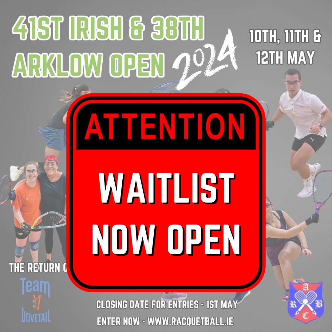 Due to overwhelming demand we have had to pause taking entries for the Irish &amp; Arklow open for now 😮

We have created a waitlist, please submit your entry preferences and details at the link below to be added to our waitlist ✅ 

docs.google.com/forms/d/e/1FAI…