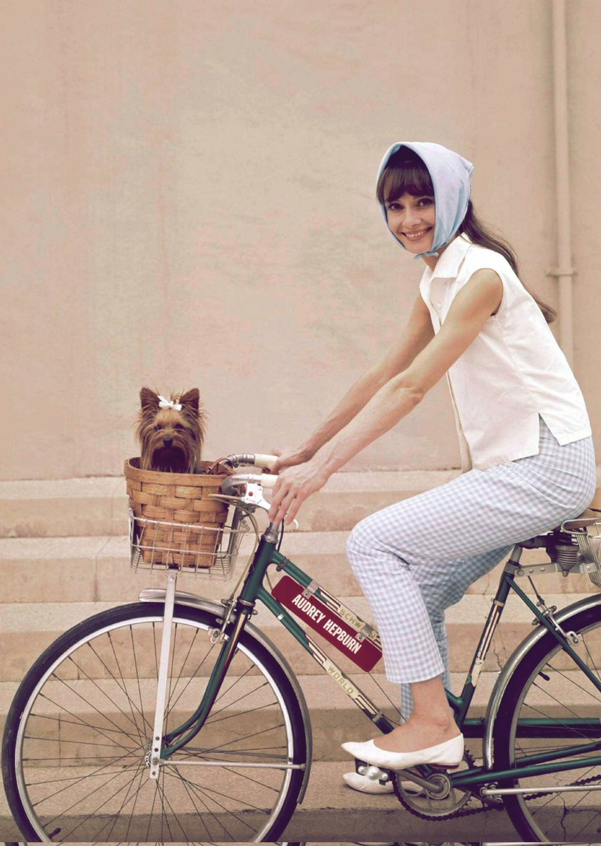 Audrey Hepburn and Assam photographed by Cecil Beaton for My Fair Lady, 1963 #BicycleDay