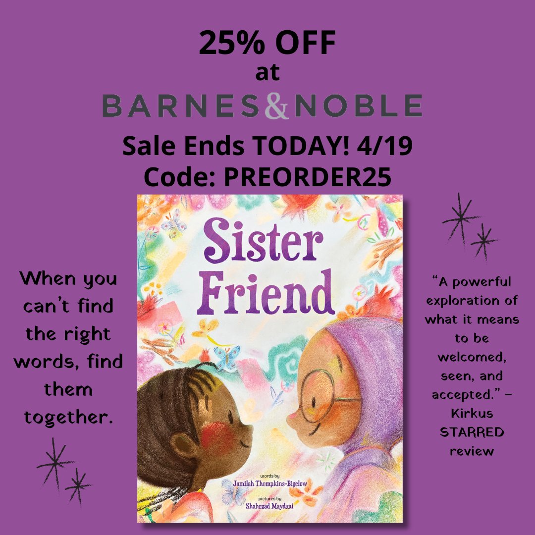 Preorder your copy of Sister Friend at 25% off TODAY from Barnes and Noble! I am giddy about sharing this book. Hoping you also have all the feels about this story of friendship, feeling seen, and hopscotch. #SisterFriendBook #BNPreorder @abramskids barnesandnoble.com/w/sister-frien…