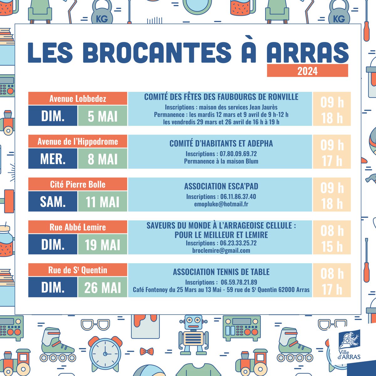 📢 Vous aimez chiner !? À #Arras, il y a forcément une brocante près de chez vous ! ℹ️ Retrouvez le calendrier des brocantes arrageoises pour les semaines à venir ⤵️