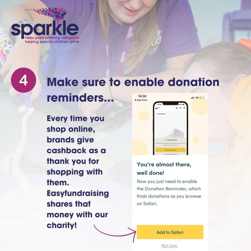 These donations will help SO MUCH, so please sign up to support us – it’s completely FREE and doesn’t take long 👇
bit.ly/SparkleEasyFund

#Sparkle #HelpingSpecialChildrenShine #WelshCharity #ChildrensCharity #Charity #EasyFundraising #Donation #Support #SupportUs #SparkleAppeal