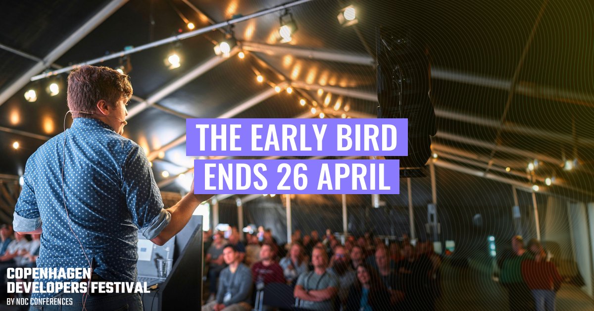 The #EarlyBird offer for #CPHDevFest ends Friday, 26 April! Don't miss out on @dylanbeattie , @TessFerrandez, @Suave_Pirate, @richcampbell, @_sarahyo,@samnewman, @MishManners and 100+ other amazing speakers. Get your tickets now at cphdevfest.com