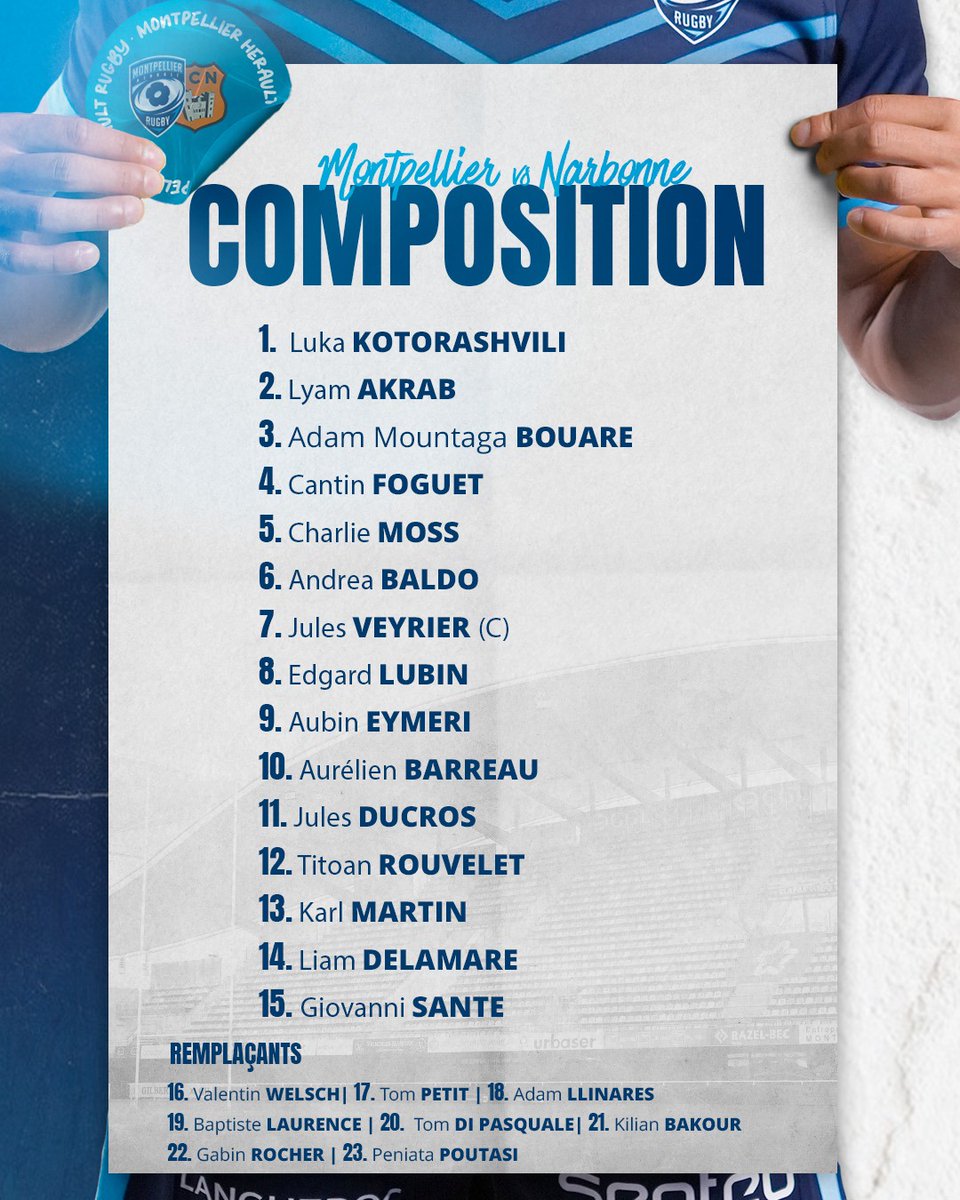 ⚪️🔵 𝗖𝗼𝗺𝗽𝗼 𝗘𝘀𝗽𝗼𝗶𝗿𝘀 🔵⚪️
.
Découvrez la composition de nos espoirs pour la réception de Narbonne ! 
.
#TeamMHR ⚪️🔵 #Espoirs