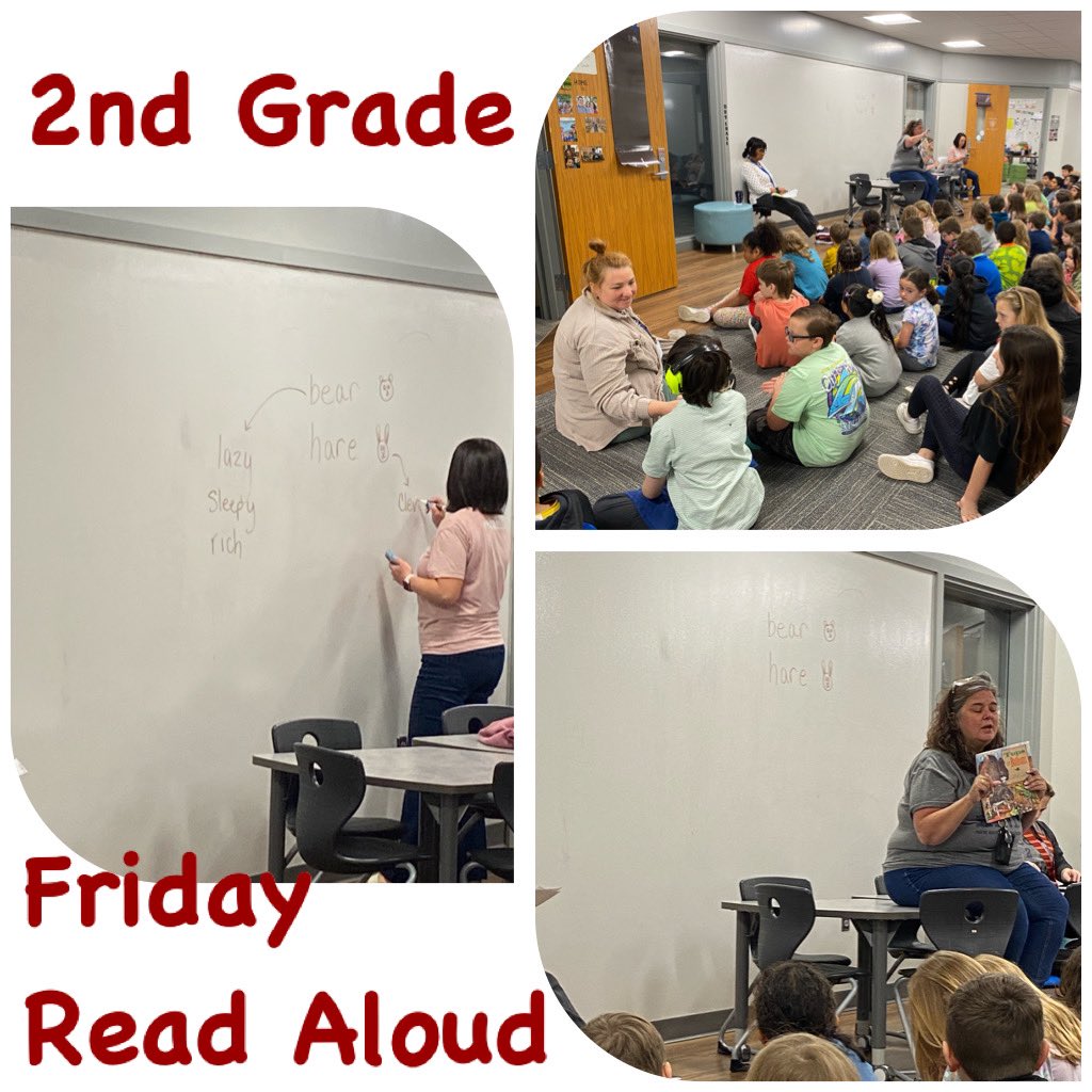 Such a great way to start a Friday, a grade-level read aloud @MyersAngelmyers of Tops and Bottoms. Our readers listened for the cause-effect text structure and identified character traits. #BulldogsRead #BulldogsConnect @SShoemaker_NBE