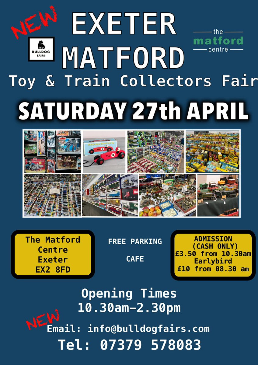 This Saturday! 
#events #exeter #whatsonexeter #matfordevents #carshow #carbootsale #fleamarket #antiquesmarket #toyfair #traincollectors