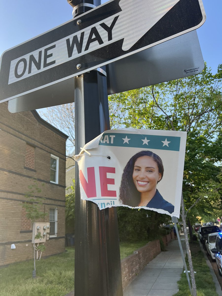 Well, at least these criminals left the prettiest part of the sign! #MoneyMaker Donate here ebonypayneforward7.com to help us buy more signs with the prettiest picture in the Ward 7 race!