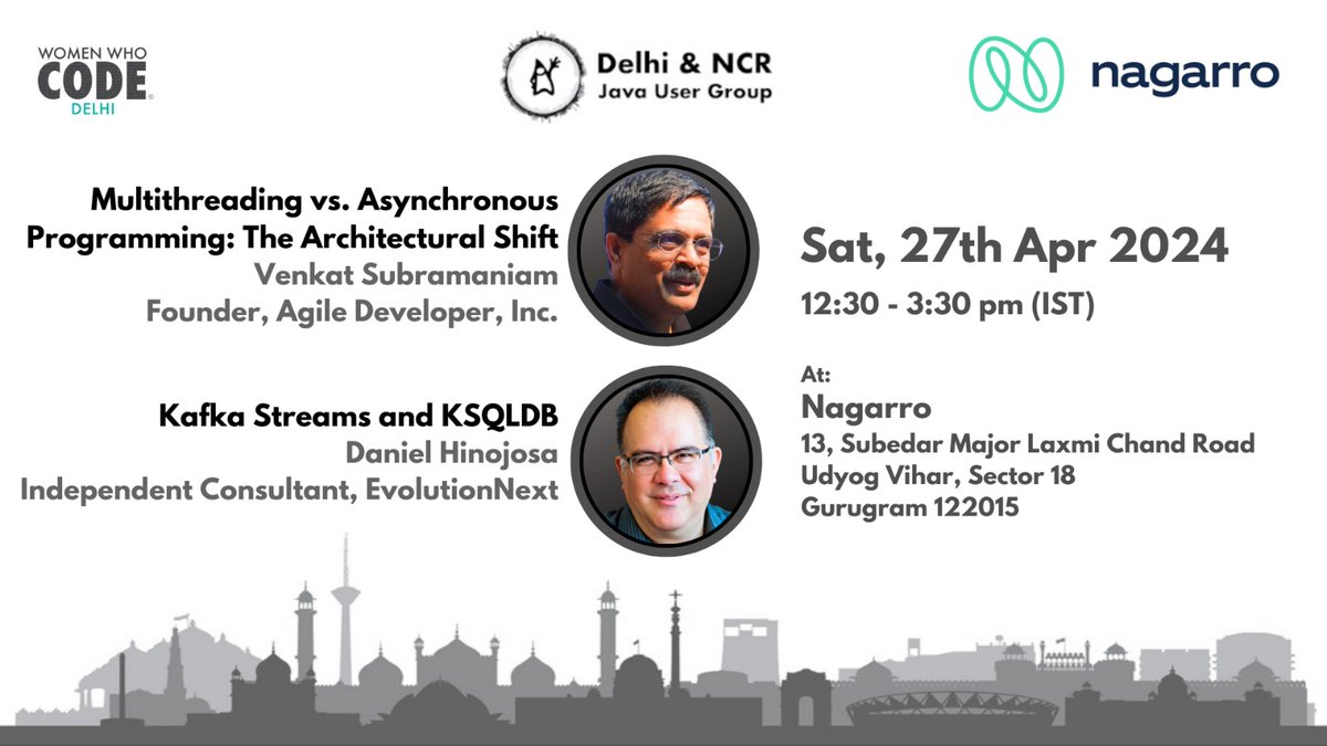 We are excited to announce our next meetup on 27th April, at @Nagarro's Gurgaon office. Don't miss the opportunity to learn in-person by the legendary speakers @venkat_s and Daniel Hinojosa. Register now (we have limited spots): meetup.com/delhi-ncr-jug/…