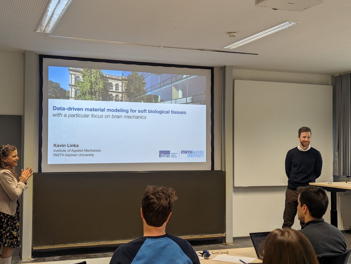 Extending a huge thank you to Dr. Kevin Linka (IFAM, Aachen University)! His talk on 'Data-driven material modeling for soft biological tissues' highlighted the importance of cross-disciplinary collaboration in advancing scientific understanding 🧠 #InterdisciplinaryResearch