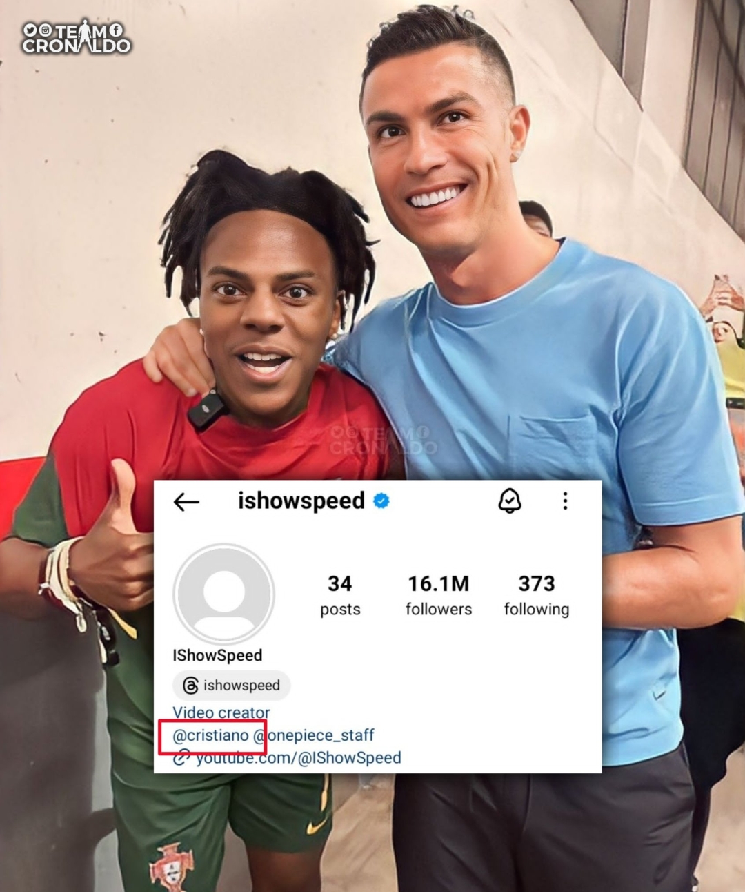 TCR. on X: "Speed has included Cristiano Ronaldo in his Instagram bio. 🤣♥️  https://t.co/m2bdoFBNzr" / X