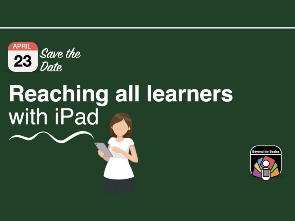 Join Beyond The Basics, a group of Irish ADEs delivering free iPad training to teachers, for our next online workshop on ‘Reaching All Learners’ with #iPad. 🗓️ Tuesday 23rd April, 7-8pm BST. 🔗 Register here: edcentretralee.ie/apple-rtc/work… #AppleEduCommunity #AppleTeacher