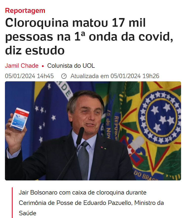 Uma dúvida: Este miserável já pediu perdão? Ps: o estudo só contabilizou 6 países (sem o Brasil) e apenas na primeira onda da Covid. O número real deve ser escandalosamente maior.