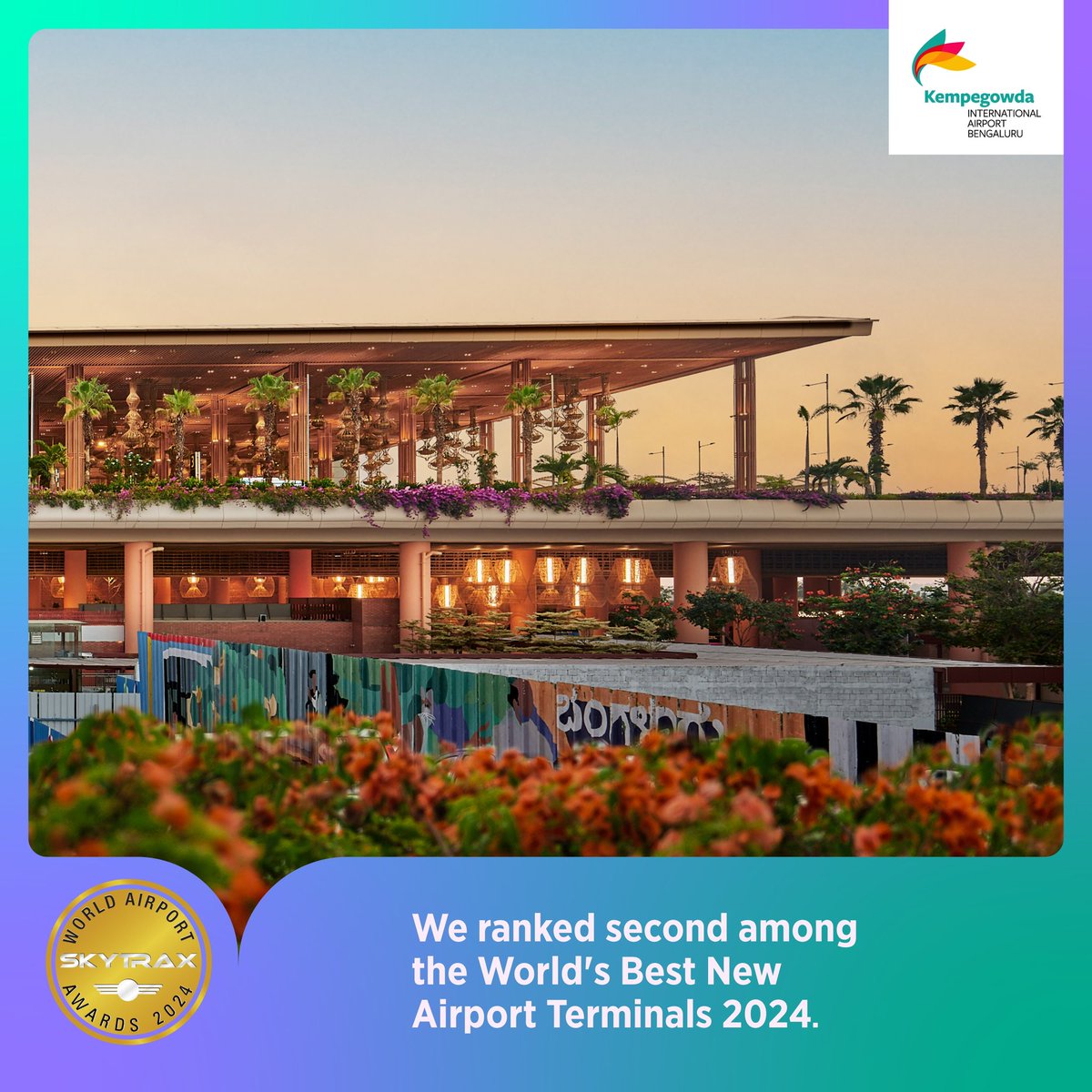 We are pleased to announce that #BLRAirport has been recognised as 'The Best Regional Airport in India and South Asia' and ranked 2nd as the 'World's Best New Airport Terminal' at the Skytrax World Airport Awards. This honour is a testament to our commitment to providing