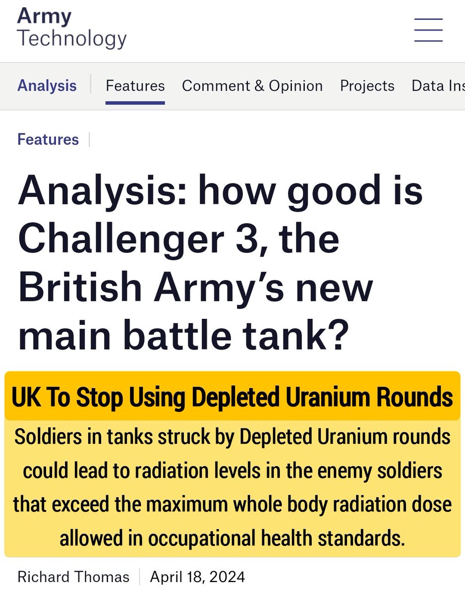 UK to stop using depleted uranium rounds because the soldiers that they want to blow to smithereens might end up with excessive radiation levels that exceed occupational health standards. 😳