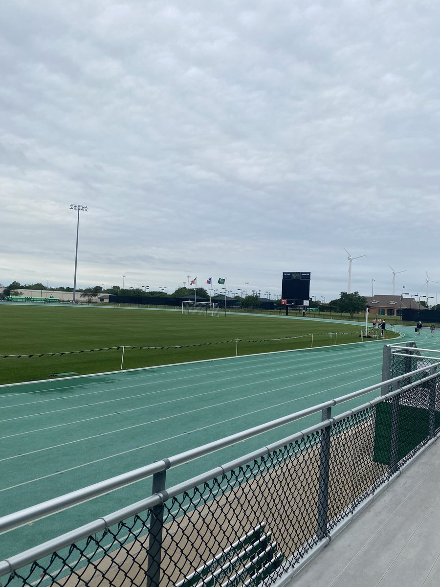 I am at the regional track meet at UNT getting ready to compete in the 100 and 200 meter dash.