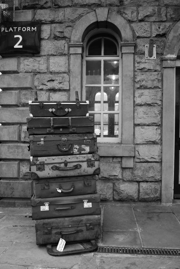 RAMSBOTTOM ELR 27-04-11.
Luggage stacked and ready to go on the East Lancs Railway station.
#Ramsbottom #Railways #railwaystation #heritage #blackandwhitephotography #suitcase