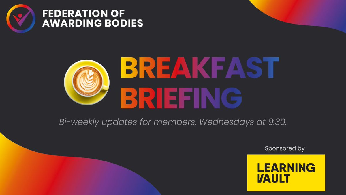 ☕️ Breakfast Briefing | April 24 - 9:30 Join us for our next Breakfast Briefing on Wednesday 24th April, focusing on yesterday's successful VTQ Research and Reflective Practice Forum! FAB Non-Executive Director, Dr @FionaSummersPhD, will be joined by Dr Rebecca Conway to…