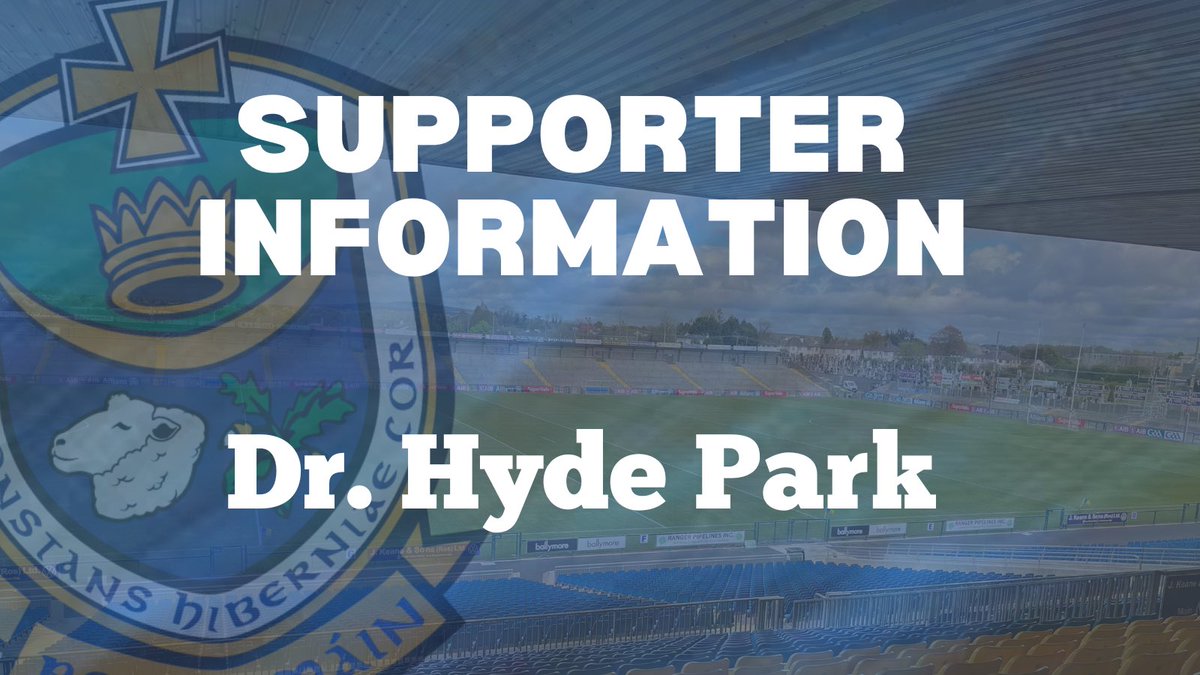 𝐒𝐮𝐩𝐩𝐨𝐫𝐭𝐞𝐫 𝐈𝐧𝐟𝐨𝐫𝐦𝐚𝐭𝐢𝐨𝐧 Access to Dr. Hyde Park for this evening’s Minor Championship match against Galway will be solely via the Athlone Road side of the ground. 🎟️ Advance ticket sales only at bit.ly/4b1AMcD #RosGAA