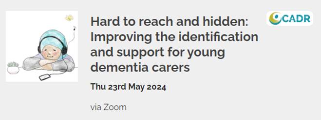 Check out the upcoming <a href="/CadrProgramme/">CADR</a> webinar presented by <a href="/PMasterson_80/">P Masterson Algar</a> to find out more about her work with young dementia carers

For more information and to register click the link below 👇
cadr.cymru/en/event-info.…
