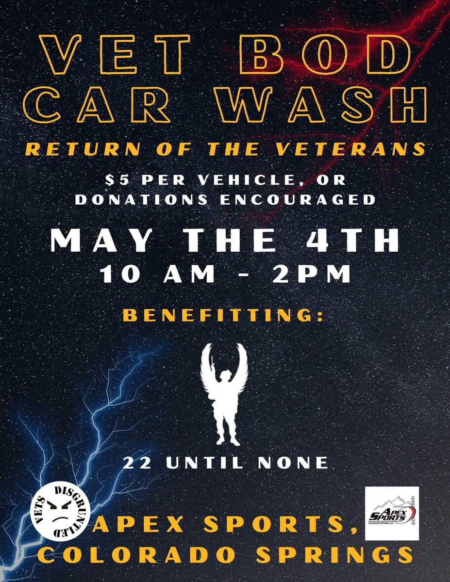 Join us in Colorado Springs for the infamous Vet Bod Car Wash, which is in partnership with Disgruntled Vets!