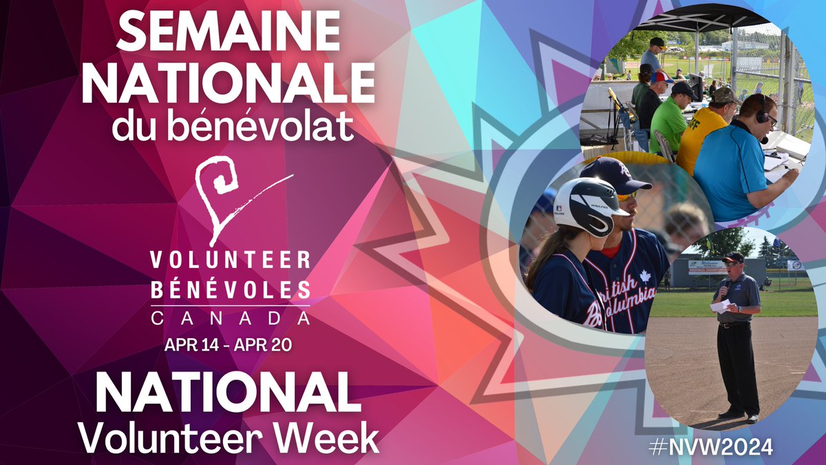 Celebrating all volunteers who are integral to the success of our sport. Happy National Volunteer Week! #BaseballCanada | #NVW2024